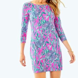 Lilly Pulitzer Extra Lucky Elephants Sophie 3/4 Sleeve Mini Dress